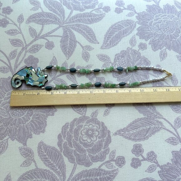 VTG Lee Sands Seahorse Abalone Pearl Semi-precious stones Necklace - Picture 4 of 6